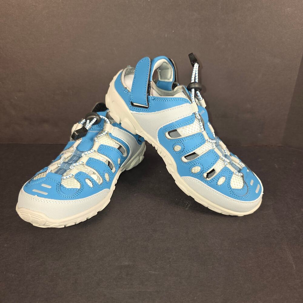 Mishansha Closed Toe Hiking Water Sandals Blue White Bungie Lacing System 38/7.5